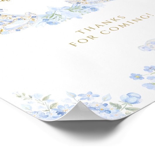 ボウフローラテディベアークレスト少年ベイビーシャワーの好意 ポスター (角)