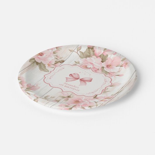 ボウフローラファンシーワンガール1st誕生日 ペーパープレート (アングル)