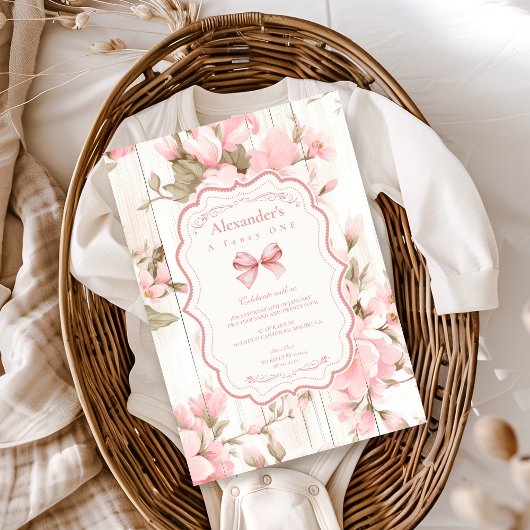 ボウフローラファンシーワンガール1st誕生日 招待状