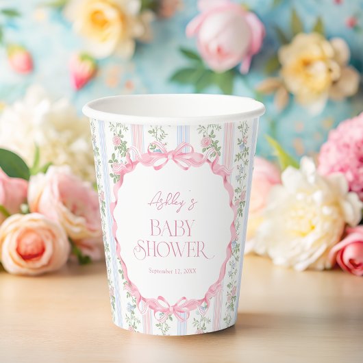 ボウフローラヴィンテージベビシャワーベビシャワーシャワー 紙コップ