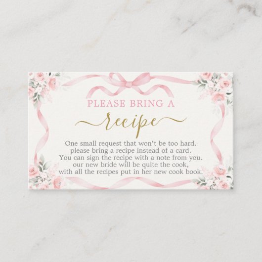 ボウブライダルシャワーレシピカードリクエスト エンクロージャーカード (正面)