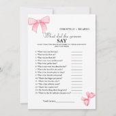 ボウブリード&グルームトリビアブライダルシャワーゲームカード 案内状 (正面)