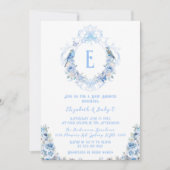 ボウブルーフローラクレストベビーシャワー 招待状 (正面)