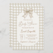 ボウベビーシャワーニュートラル招待状(弓あり) 招待状 (正面/裏面)