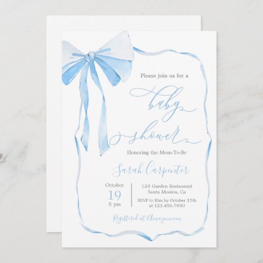 ボウベビーシャワーボーイ招待状 招待状 (正面/裏面)