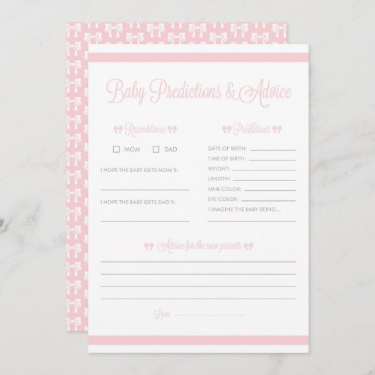 ボウベビーストライプシャワー予測ゲーム付きピンク色のアイテム (正面/裏面)