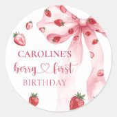 ボウベリーファーストストロベリー誕生日シール ラウンドシール (正面)