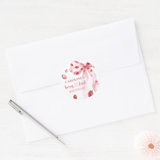 ボウベリーファーストストロベリー誕生日シール ラウンドシール (封筒)