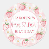 ボウベリーファーストストロベリー誕生日シール ラウンドシール (正面)
