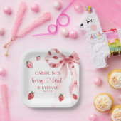 ボウベリーファーストストロベリー誕生日紙プレート ペーパープレート (パーティー)