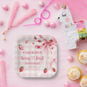 ボウベリーファーストストロベリー誕生日紙プレート ペーパープレート (パーティー)