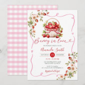 ボウベリー恋のストロベリー ブライダルシャワー フラワーズ 招待状 (正面/裏面)