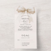 ボウベージュクリームブライダルシャワーrsvp オールインワン招待状 (内側)