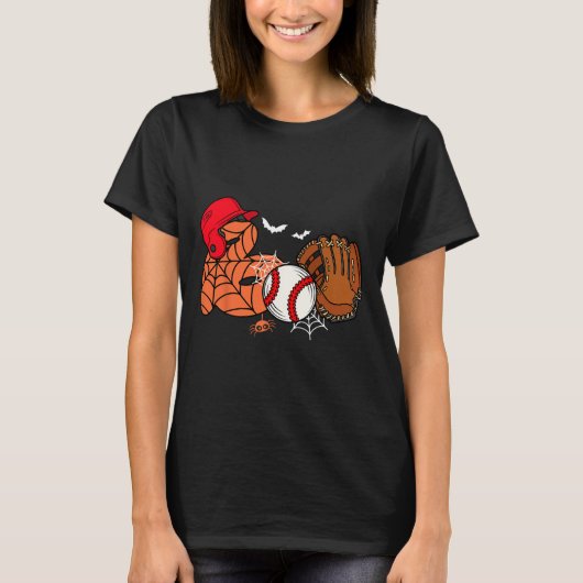 ボウベースボールハロウィン選手捕手投手先生投手 Tシャツ (正面)