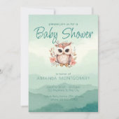 ボウホウッドランド動物かわいいフクロウフローラバニーシャワー 招待状 (正面)