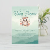 ボウホウッドランド動物かわいいフクロウフローラバニーシャワー 招待状 (スタンド正面)