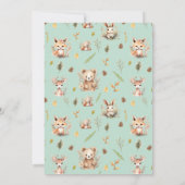 ボウホウッドランド動物かわいいフクロウフローラバニーシャワー 招待状 (裏面)