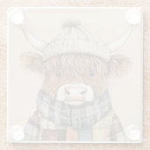 ボウホハットクリームかわいいハイランドカウズ ガラスコースター (裏面)