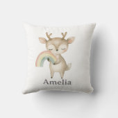 ボウホレインボー付き可愛い鹿ベビー名子供部屋 クッション (裏面)