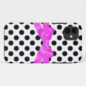 ボウホンケース付きピンクブラック水玉模様 Case-Mate iPhoneケース (裏面(横))