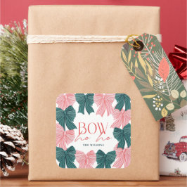 ボウホーホレッド&グリーンボウズクリスマスホリデー スクエアシール