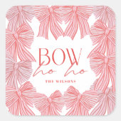 ボウホーホレッド&ピンクボウズクリスマス スクエアシール (正面)