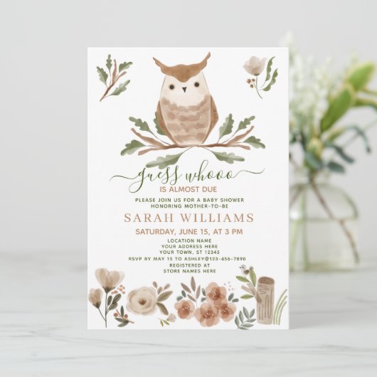 ボウホー推測ほぼデュースフクロウ赤ちゃんシャワー 招待状 (スタンド正面)