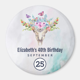 ボウホ・スカルとフラワーバンチのSave the Date マグネット