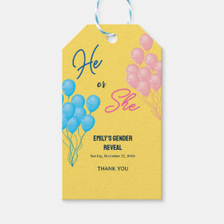 ボウボーイまたはガールジェンダーのリビールパーティの招待状 ギフトタグ