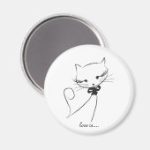 ボウマグネット付き可愛い猫 マグネット (正面/裏面)