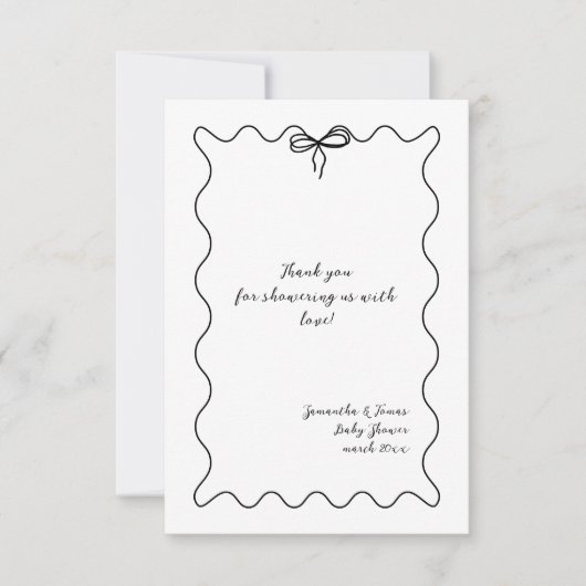 ボウミニマモダンリストニュートラルベビーシャワー サンキューカード (正面)