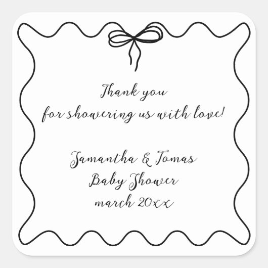 ボウミニマモダンリストニュートラルベビーシャワー スクエアシール (正面)