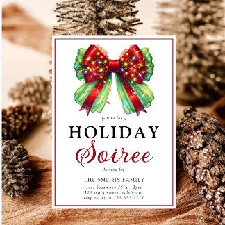 ボウモダンクリスマスライトホリデーソイリー 招待状