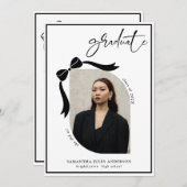 ボウモダンスクリプト写真卒業パーティー 招待状 (正面/裏面)