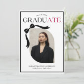 ボウモダンスクリプト写真卒業パーティー 招待状 (スタンド正面)