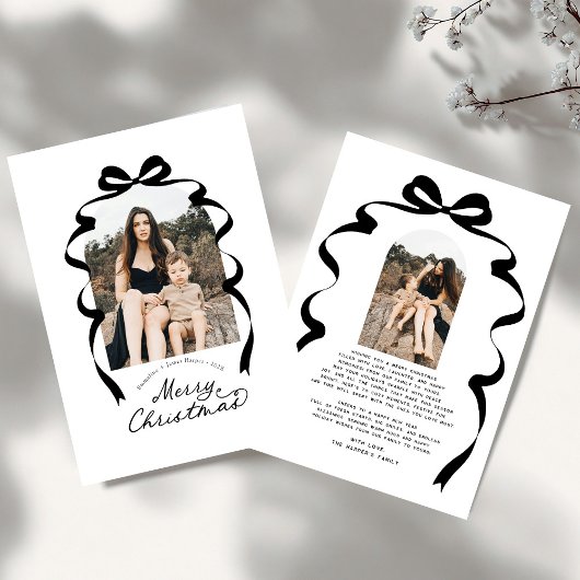 ボウモダンフォトメリークリスマスアーチ シーズンカード