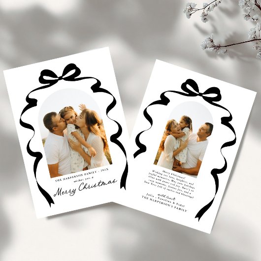 ボウモダンフォトメリークリスマスアーチ シーズンカード