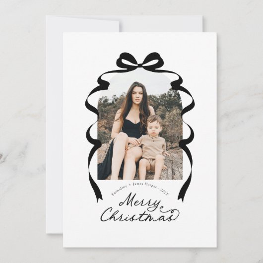 ボウモダンフォトメリークリスマスアーチ シーズンカード (正面)