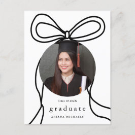 ボウモダンワンフォト卒業パーティー招待状 案内ポストカード