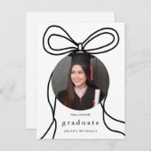 ボウモダンワンフォト卒業パーティー招待状 案内ポストカード (正面/裏面)