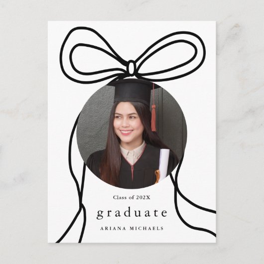 ボウモダンワンフォト卒業パーティー招待状 案内ポストカード (正面)