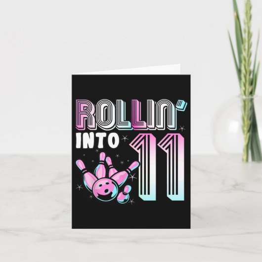 ボウラーが11歳の誕生日をボウリングでお祝い カード (正面)