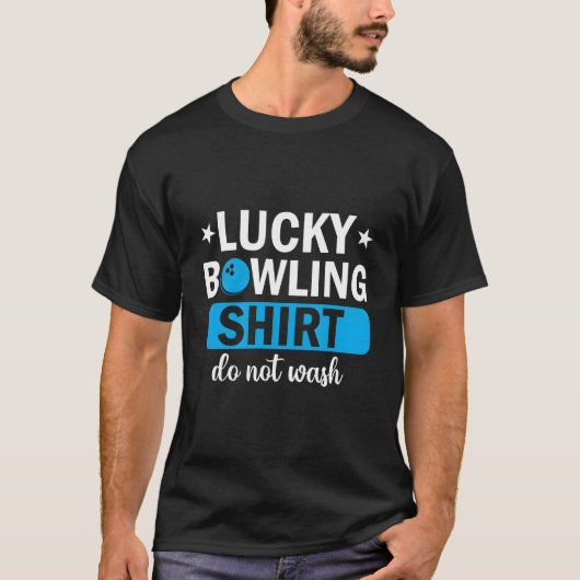 ボウラー ラッキー ボウリング 洗わないで Tシャツ (正面)