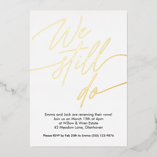 ボウリニューアル招待状シンプルゴールドフォイル 箔招待状 (正面)