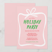 ボウリボンフレームホリデークリスマスカスタムパーティー 招待状 (正面/裏面)