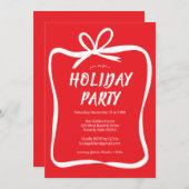ボウリボンフレームホリデークリスマスカスタムパーティー 招待状 (正面/裏面)