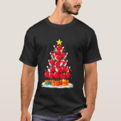 ボウリングおもしろいボールクリスマスツリークリスマスボーリングロー Tシャツ (正面)