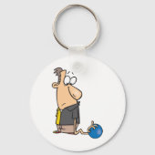 ボウリングおもしろいボール付き悲しいボウリングをする人、 クリケットの投手キャラクター キーホルダー (裏面)