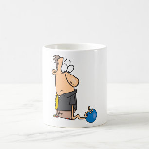 ボウリングおもしろいボール付き悲しいボウリングをする人、 クリケットの投手キャラクター コーヒーマグカップ