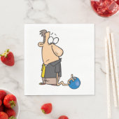 ボウリングおもしろいボール付き悲しいボウリングをする人、 クリケットの投手キャラクター スタンダードランチョンナプキン (インサイチュ)